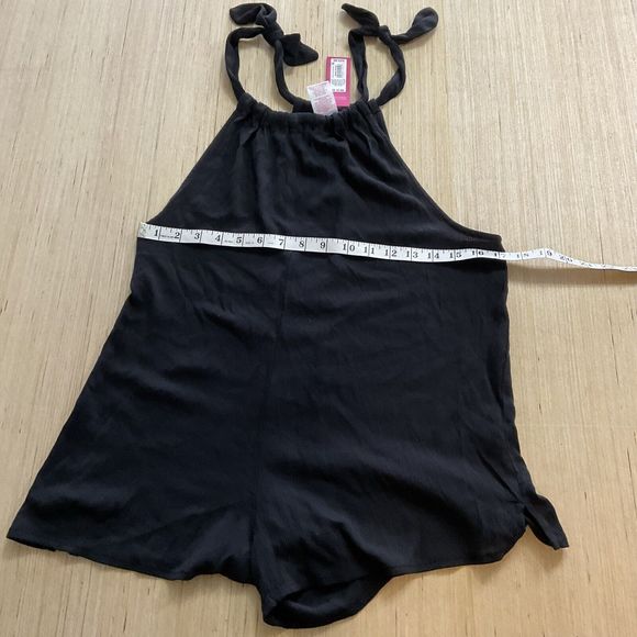 Xhilaration Kids Black Beach Cover Up Romper Size Medium 4-6 Tie Straps - Picture 5 of 5